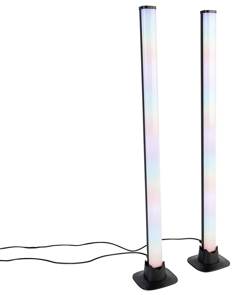 Lampă de masă neagră cu LED inclus, telecomandă și RGB - Arnold