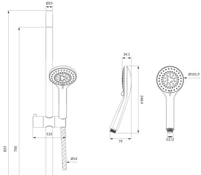OMNIRES YOSEMITE-SBL - Set de duș YOSEMITE negru mat
