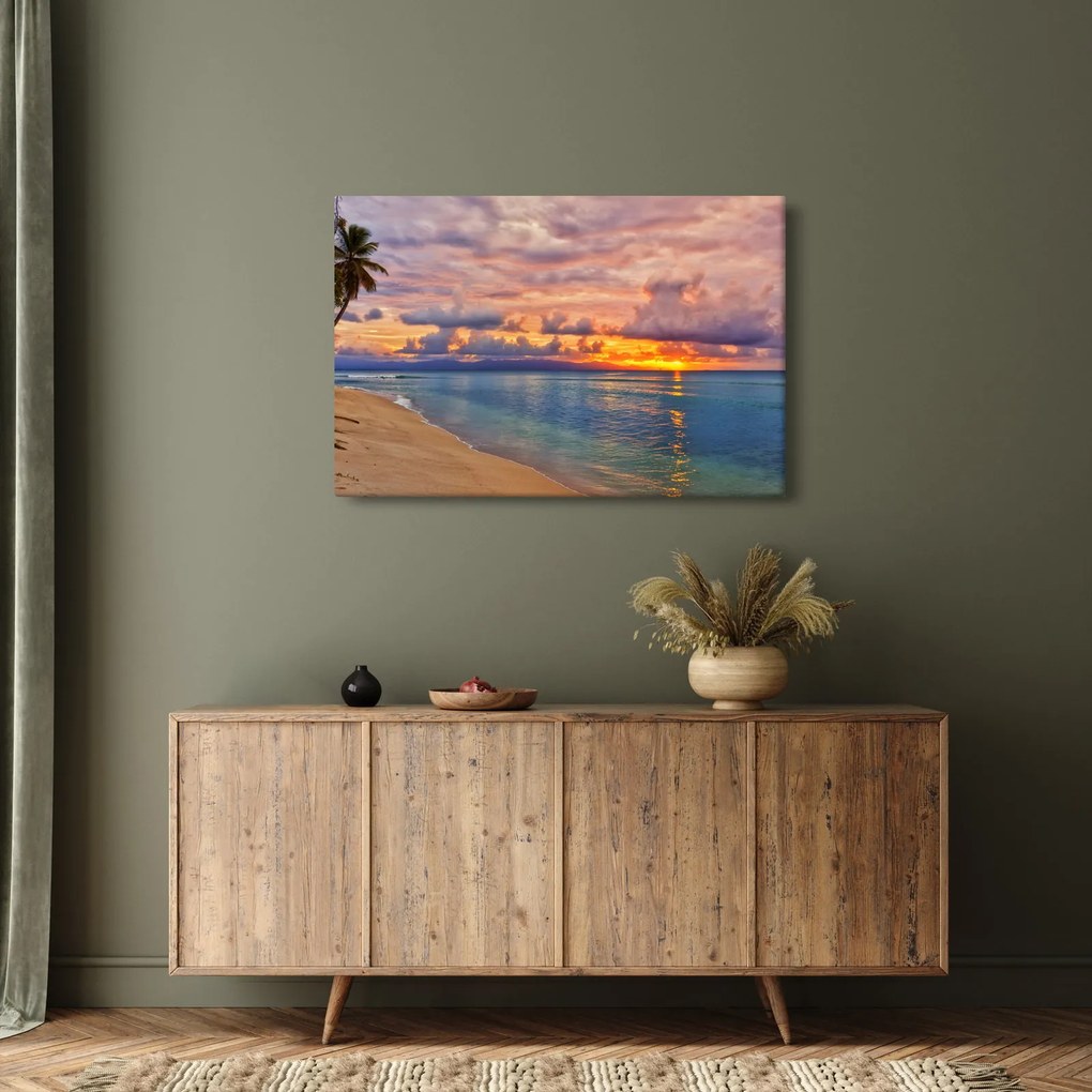 Tablou - Apus de soare la plajâ (90x60 cm)