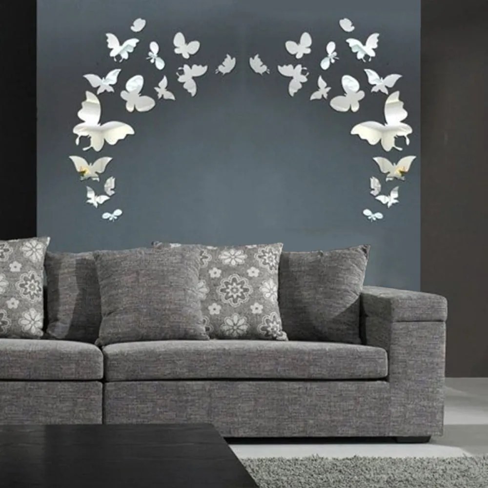Set 28 autocolante oglindă de perete Ambiance Butterfly