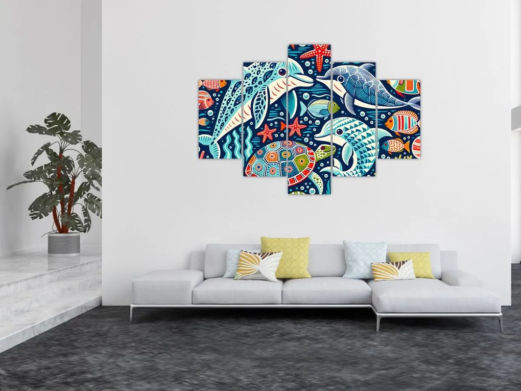 Tablou – Animale acvatice desenate (150x105 cm)