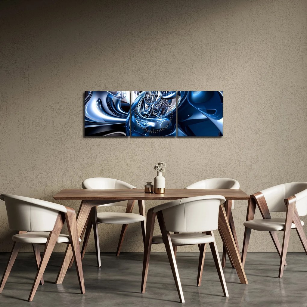 Tablou cu abstracție - cercuri (cu ceas) (90x30 cm)