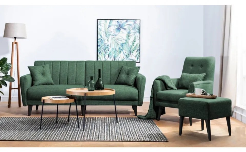 Set Canapea Extensibilă si Fotoliu Aqua - S, Verde