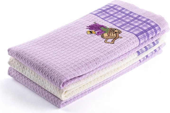 Set prosoape bucătărie vafelă LAVANDĂ 3 buc