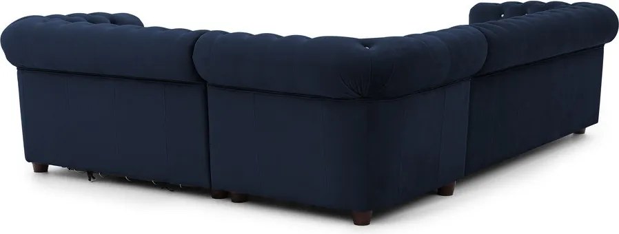 Colțar albastru extensibil cu tapițerie din catifea (cu colț pe partea dreaptă/în formă de ”L”) York Blik – Ropez