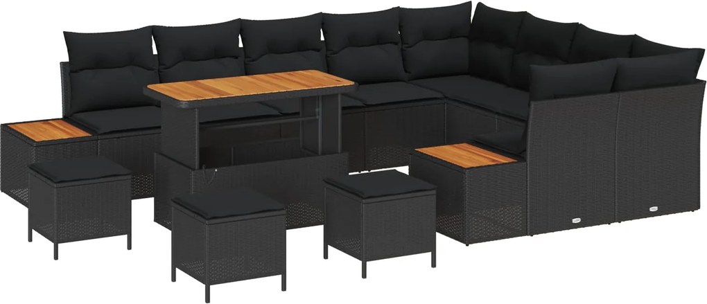 vidaXL Set de canapele pentru grădină 13 pcs Negru Rattan poli