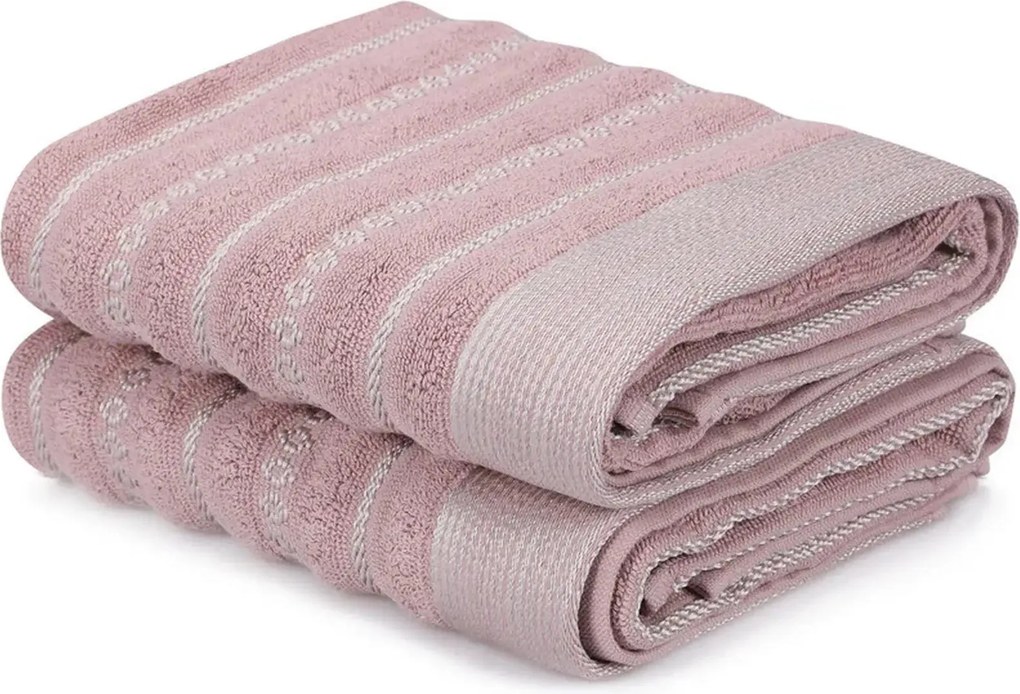 Set 2 prosoape baie BOMBELI, roz, bumbac, 50x90 cm