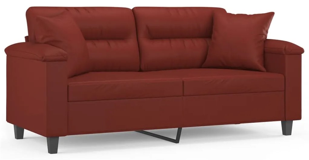 3153303 vidaXL Canapea 2 locuri, perne&pernuțe roșu vin 140 cm piele ecologică