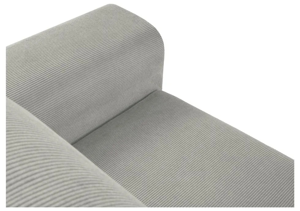 Colțar gri deschis extensibil, cu spațiu de depozitare cu tapițerie din catifea reiată (cu colț pe partea stângă, cu șezlong) Kyoto – Cosmopolitan Design