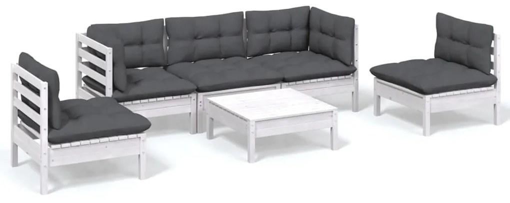 3096191 vidaXL Set mobilier de grădină cu perne, 6 piese, lemn masiv de pin