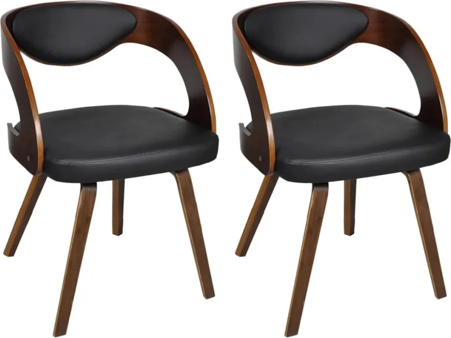 vidaXL Scaune de sufragerie, 2 buc., maro, piele ecologică