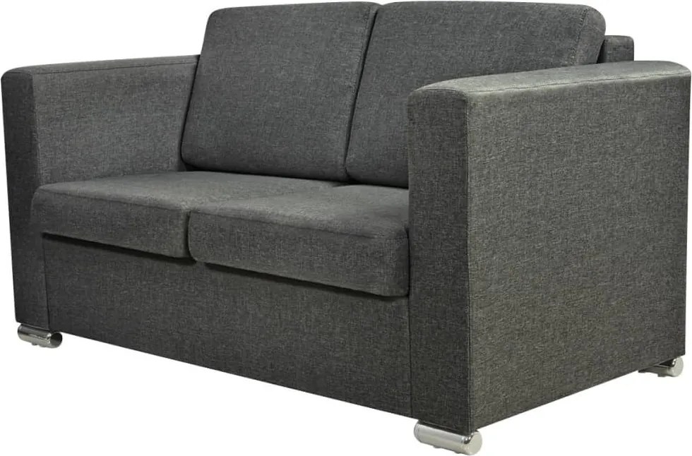 vidaXL Canapea cu 2 locuri, gri închis, material textil