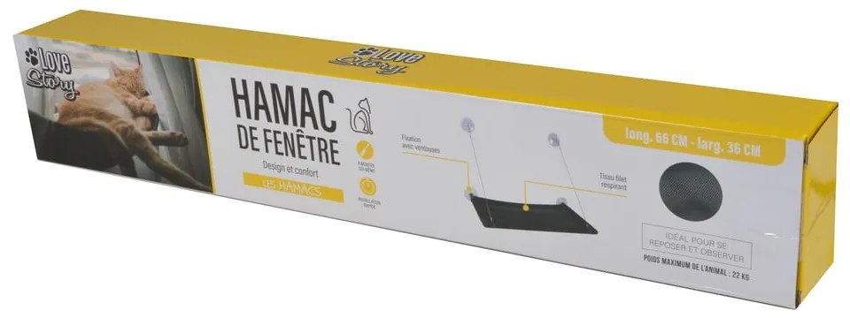 Pat pentru animale de companie negru pentru pisici 36x66 cm – Love Story