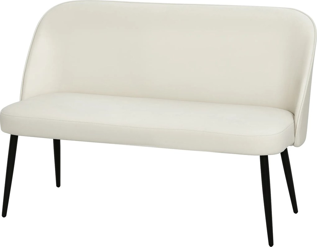 HOMCOM Canapea 2 locuri, canapea tapițată modernă cu cadru din metal și lemn, tapițerie cu aspect de catifea, bej | Aosom Romania