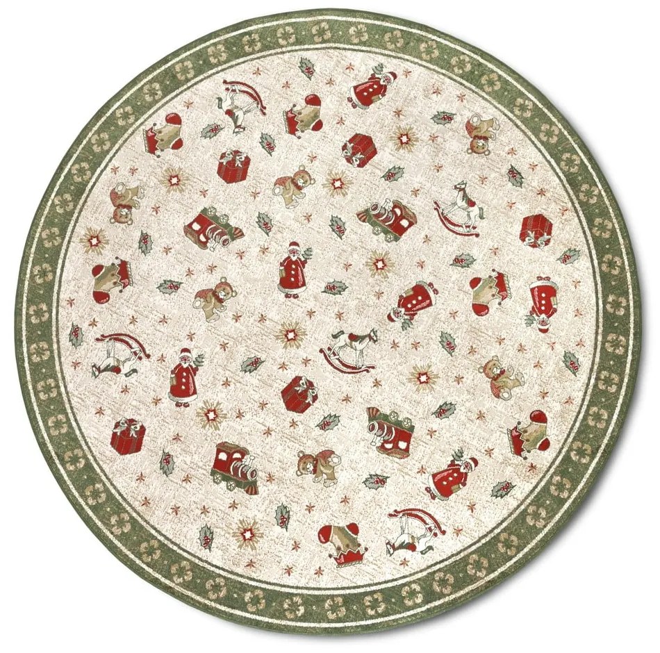 Covor verde rotund din amestec de bumbac ø 160 cm cu model de Crăciun Toy's Delight Green Christmas – Villeroy&Boch