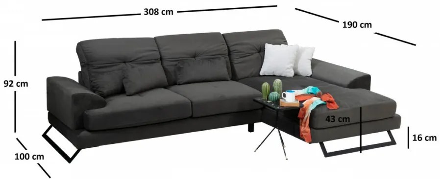 Coltar Frido Corner Right (L3+Chl), Antracit