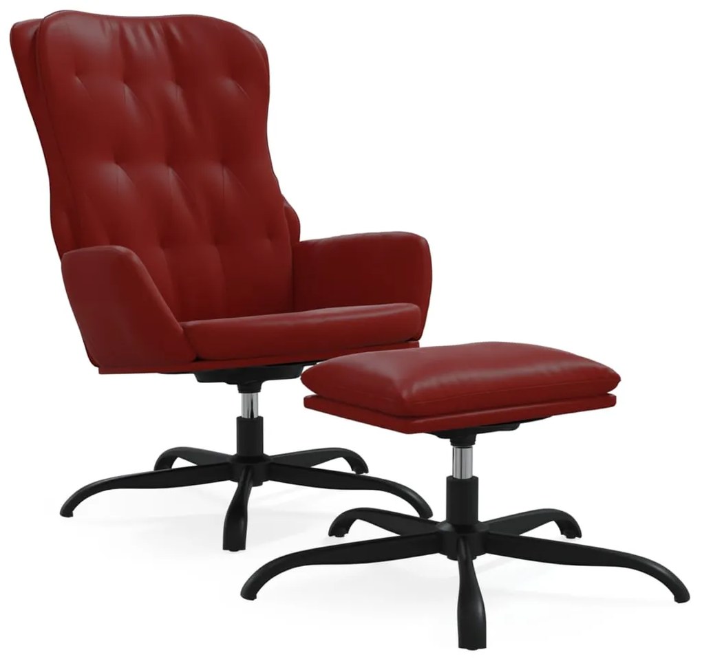 3097682 vidaXL Scaun de relaxare cu taburet, roșu vin, piele ecologică