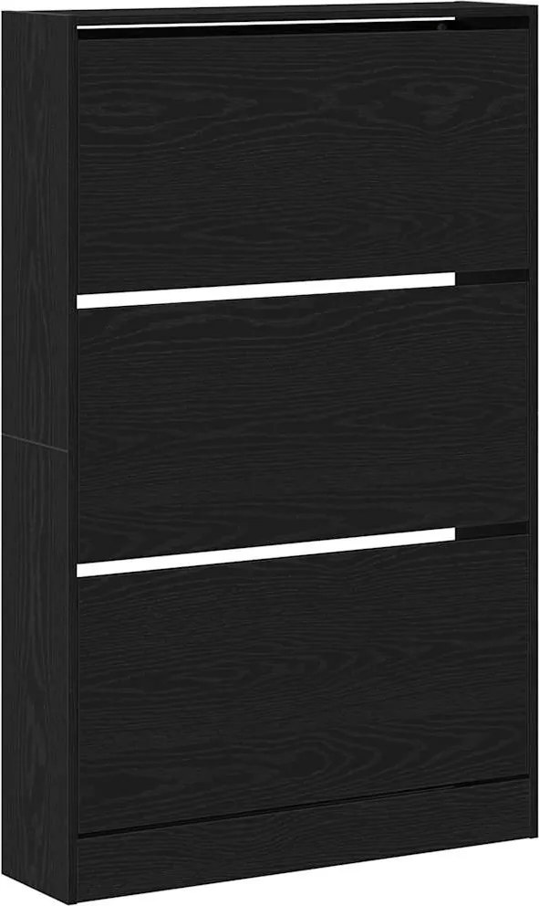 vidaXL Dulap pentru pantofi cu raft Stejar Negru 80 x 21 x 125,5 cm