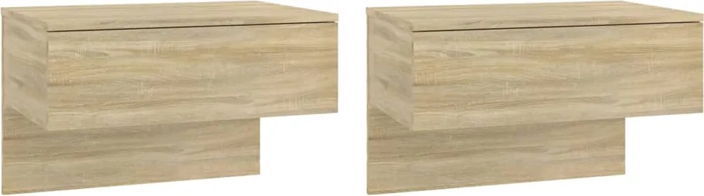 vidaXL Noptiere de perete, 2 buc., stejar sonoma