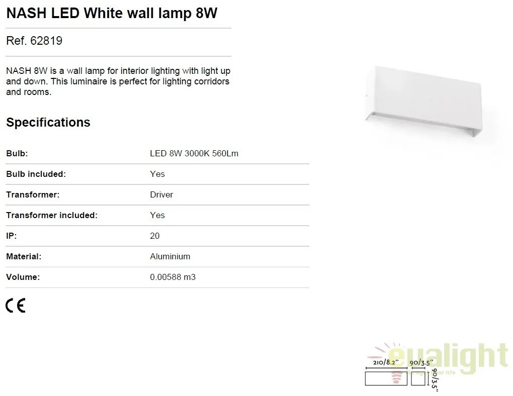 Aplica perete LED moderna cu lumina ambientala up and down NASH 8W 62819