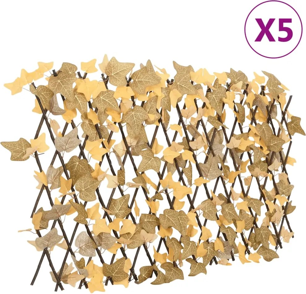 vidaXL Spalier frunze arțar false extensibil 5 buc. oranj 180x60 cm
