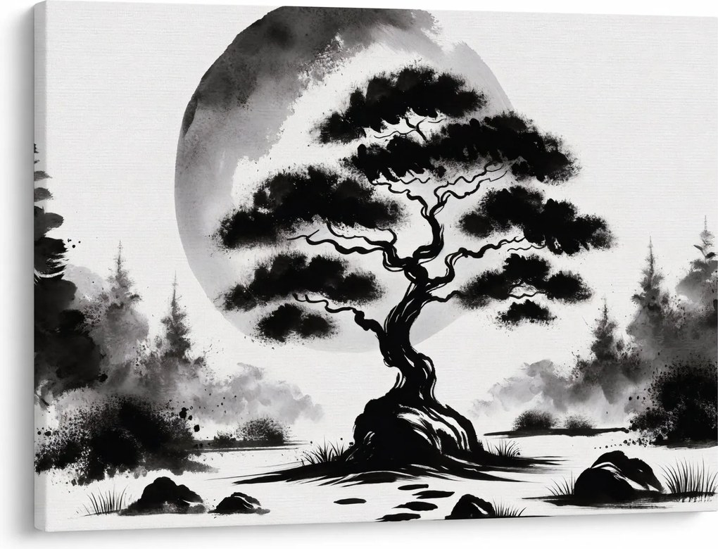 Tablou – Bonsai alb-negru (70x50 cm)