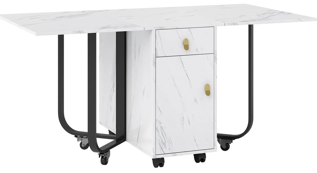 Masă de bucătărie versatilă și pliabilă, Alb+Negru | Aosom Romania