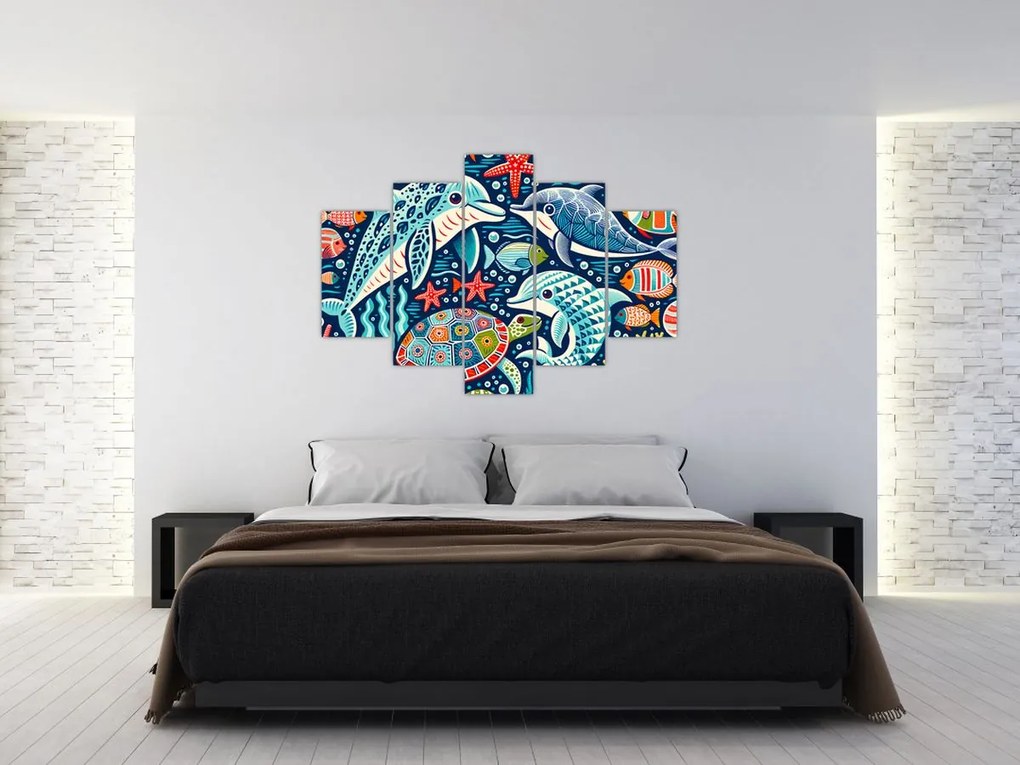 Tablou – Animale acvatice desenate (150x105 cm)
