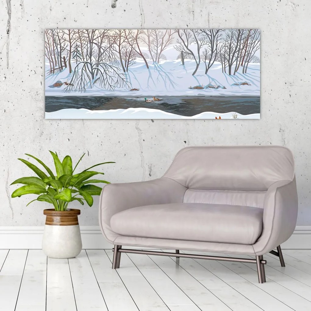 Tablou - Vulpe în peisaj de iarnă (120x50 cm)
