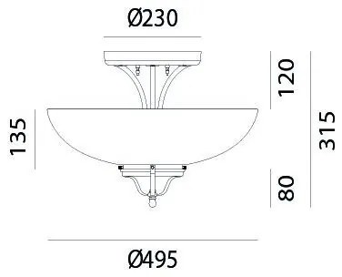 Plafoniera din alama cu sticla Murano Country 49,5cm