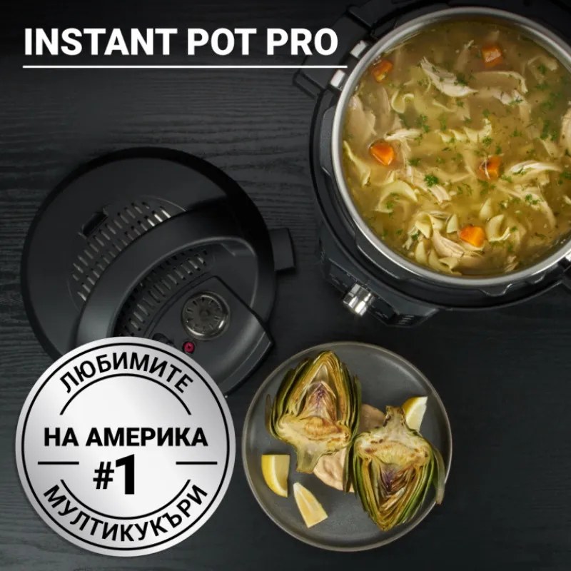 Multicooker Instant Pot PRO 6 112016701, 1200W, 5.7 L, Vas otel inoxidabil, 28 programe, 11 sisteme de siguranta, Negru