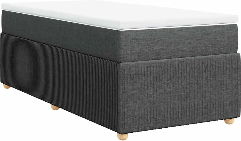vidaXL Pat box spring cu saltea, gri închis, 100x200 cm, textil