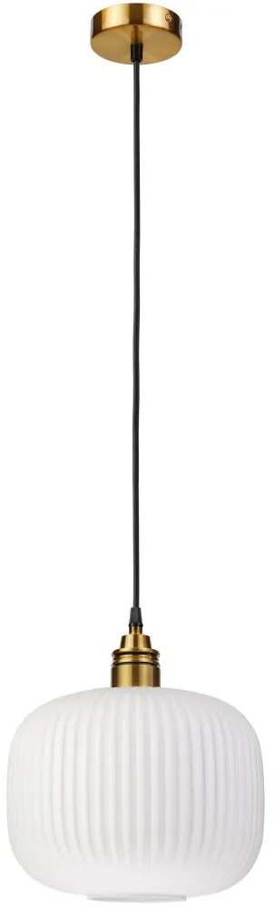 Pendul pe cablu HECTOR, 1xE27/15W/230V, alb/alamă, Ø 25 cm