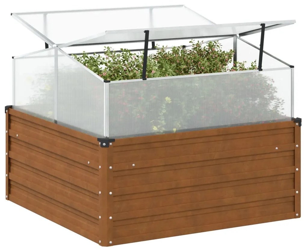 vidaXL Jardinieră de grădină cu seră, oțel pentru intemperii