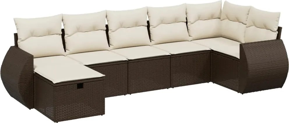 vidaXL Set canapele de grădină cu perne, 7 piese, maro, poliratan