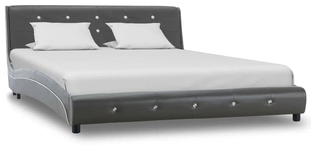 280324 vidaXL Cadru de pat, gri, 140 x 200 cm, piele ecologică