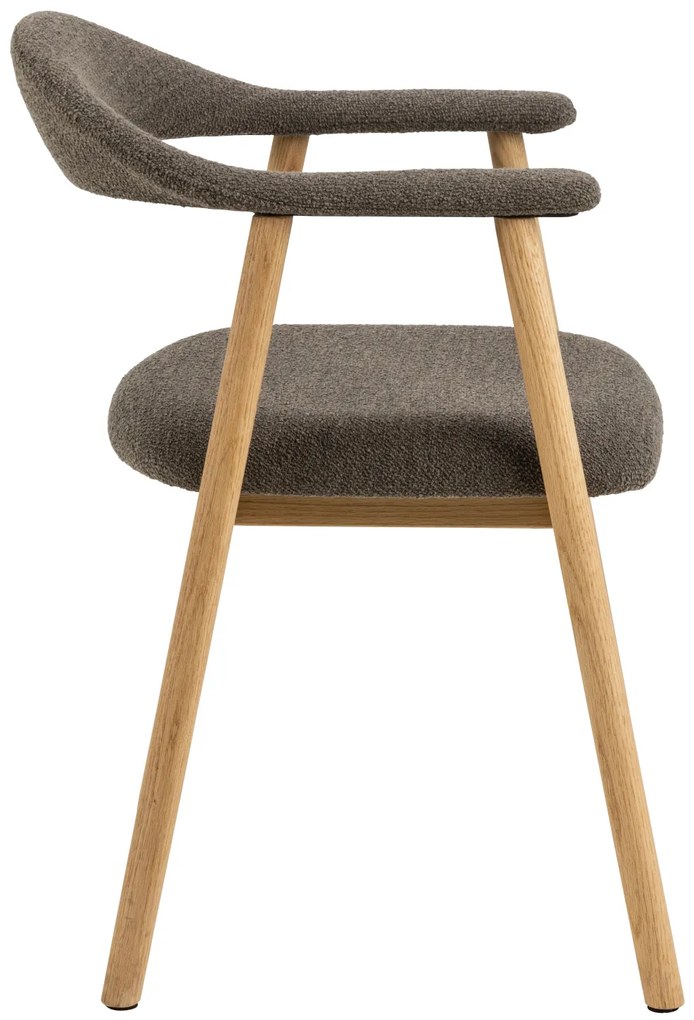 MAZZONI EXPORT ADELE Maro Taupe (țesătură Monza 40)/cadru Stejar Natural - SCAUN DIN LEMN BOUCLÉ PENTRU SALON SUFRAGERIE BUCĂTĂRIE RETRO