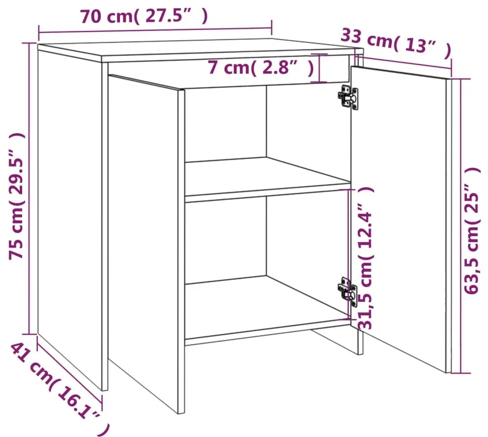 Servanta, negru, 70x40x73,5 cm, PAL 1, Negru