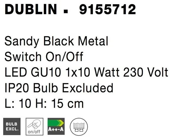 Aplica cu spot DUBLIN negru NVL-9155712