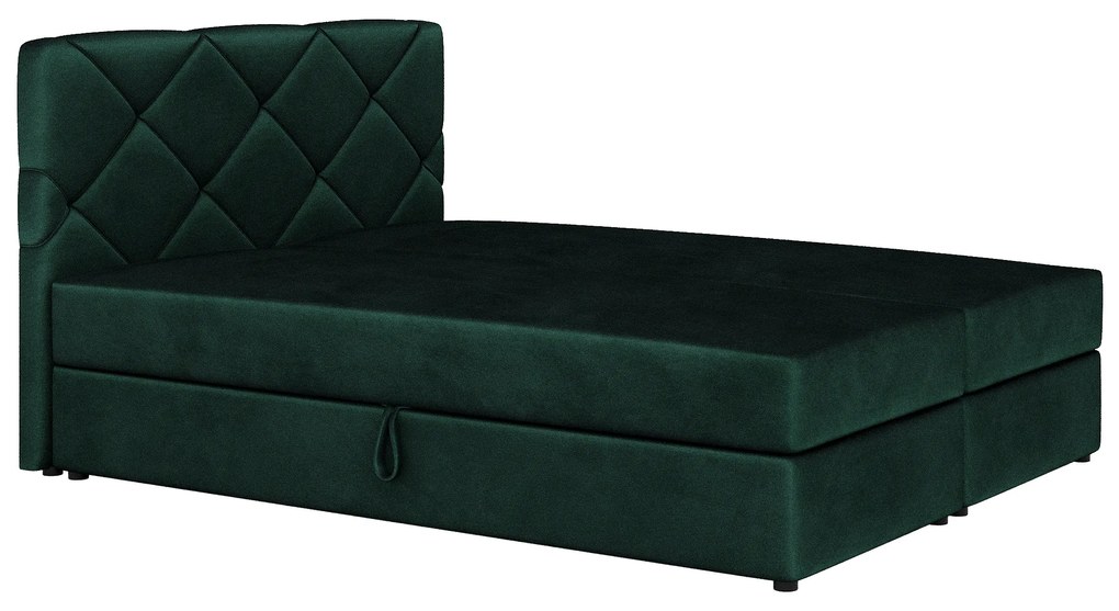 Pat matrimonial Boxspring 140x200 cm Karum (cu saltea și somieră) (verde închis). 1007766