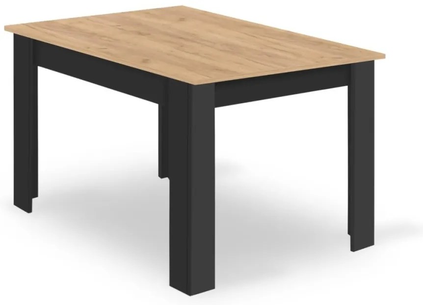 Set de masa 1 + 4, masa MADO 120x80 cm neagra/stejar artisan + scaun negru catifea LAVA cu picioare negre