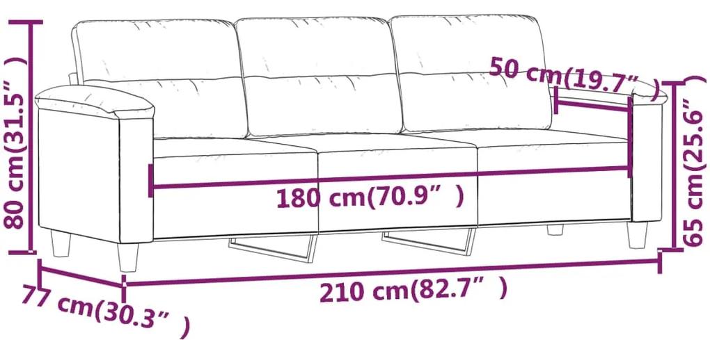 Canapea cu 3 locuri, maro, 180 cm, piele ecologica Maro, 210 x 77 x 80 cm
