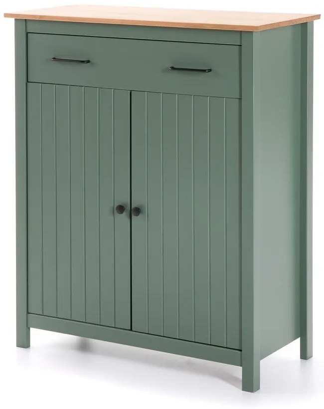 Comodă verde/în culoare naturală înaltă din lemn masiv de pin 90x110 cm Miranda – Marckeric