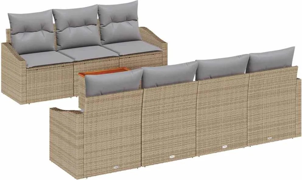 vidaXL Set de canapele pentru grădină 8 pcs Beige și gri deschis