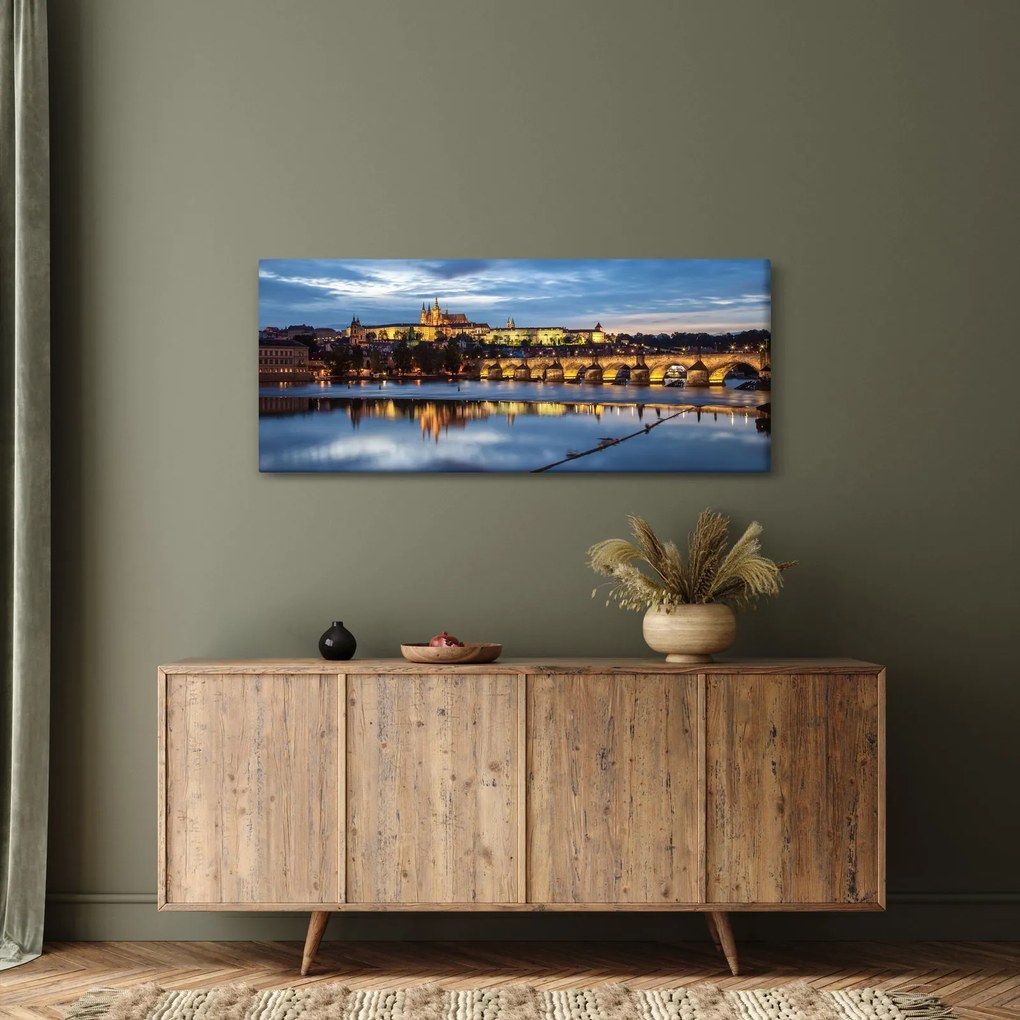 Tablou cu palatul din Praga și podul lui Carol (120x50 cm)