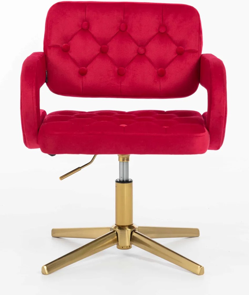 HR8403CROSS Scaun Catifea Roşu Bază Aurie