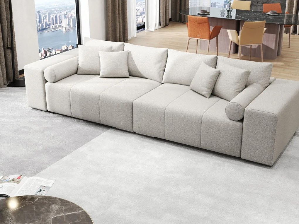 Canapea extensibilă dumonde cu ladă de depozitare si sezut confortabil din spuma high-density, Marbela Enjoy Beige XXL 295x100 cm