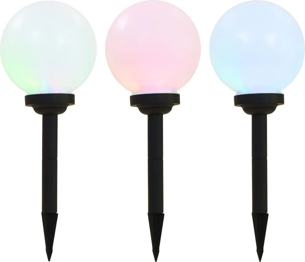 vidaXL Lămpi solare de exterior cu LED, 3 buc, 20 cm, RGB, sferic