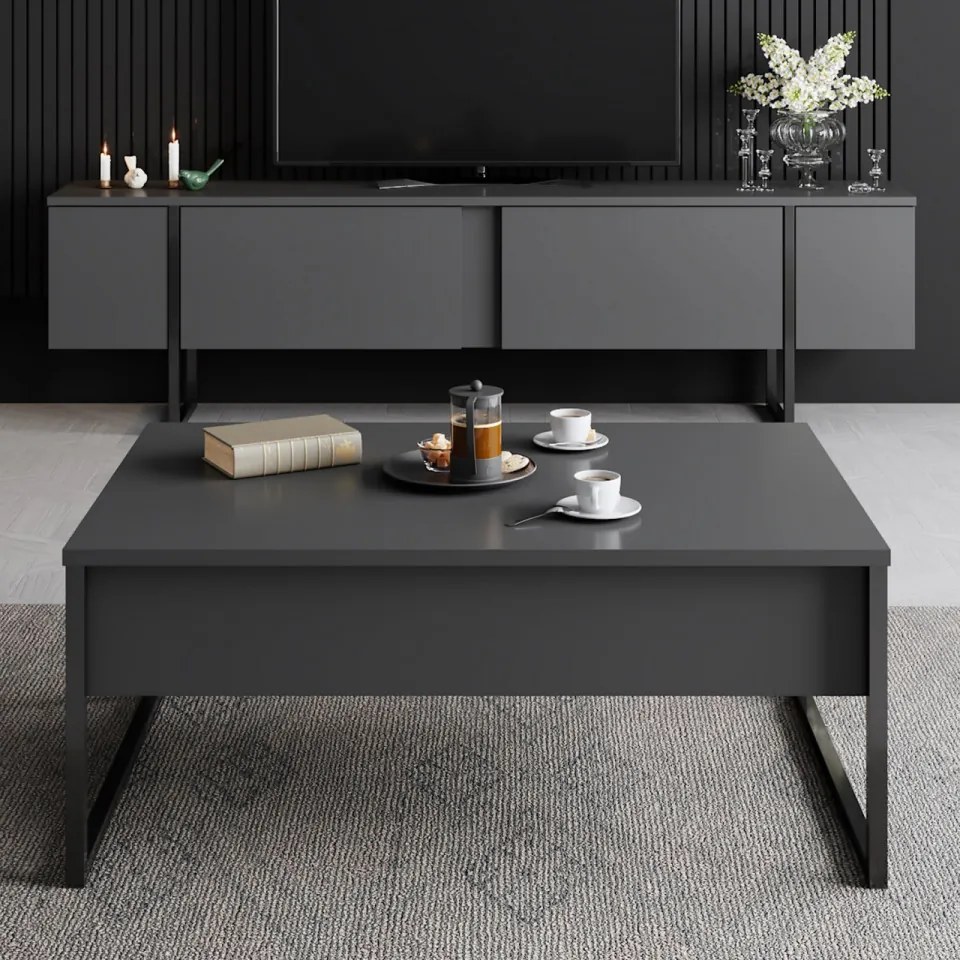 Comoda TV Luxe, Antracit / Negru