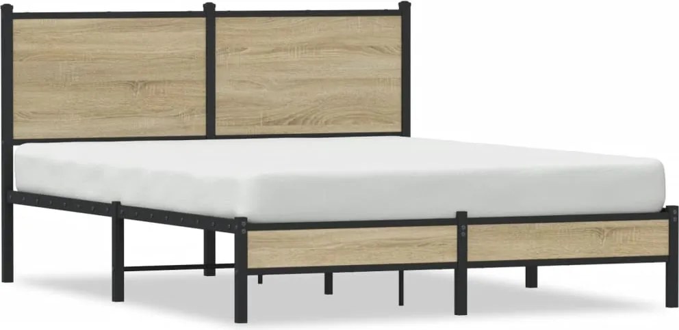 vidaXL Cadru de pat metalic fără saltea, stejar sonoma, 150x200 cm